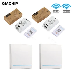 QIACHIP 433Mhz RF Wifi Switch Tuya App Wireless Remote Control Switch Wall Panel 433.92MHz Transmitter For Smart Home DIY