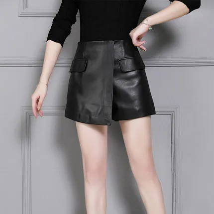 Top brand Fashion Women New Genuine Sheep Leather Shorts KS46  high quality