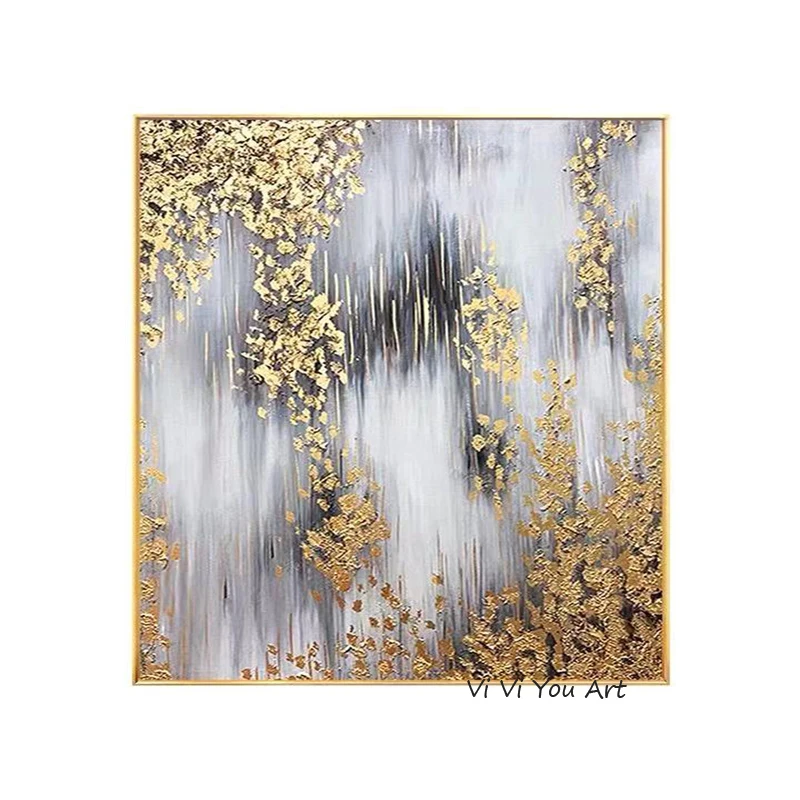 

Hand Painted Abstract Oil Painting Smooth Sailing Home Decor Handmade Paintings Modern Gold Leaf Luxury Picture High Quality