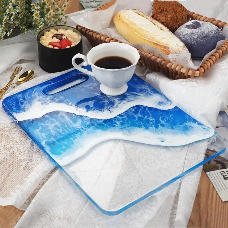 Round Rectangle Handle Tray Coaster Silicone Mold Resin Molds For DIY Crystal Epoxy Resin Coaster Home Decoration Resin Crafts