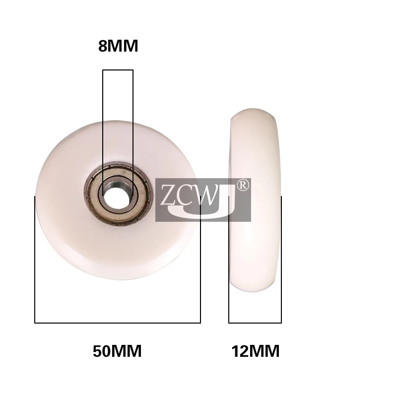 608 plastic bearing nylon roller POM pulley bearing 8*50*12 arc outer spherical bearing R widening