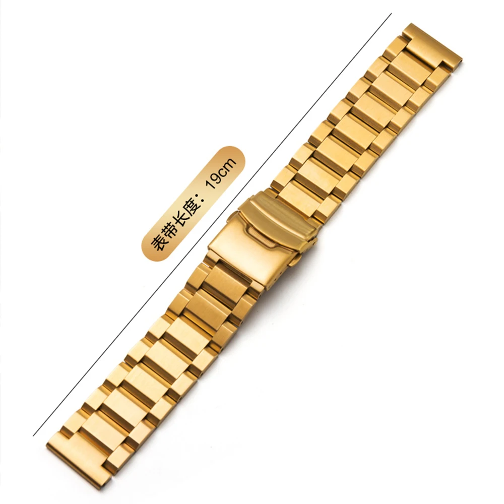 18/19/20/21/22/23/24/25mm Solid Stainless Steel Watch Band Metal Folding Buckle Strap Men Women Universal Bracelet Accessories