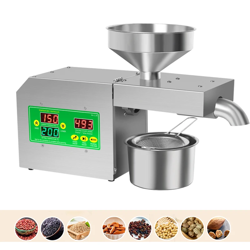 R3S 220V/110V Intelligent Oil Press Stainless Steel Hot and Cold Oil Extraction Machine Peanut Flax Seed Olive Kernel Oil Press