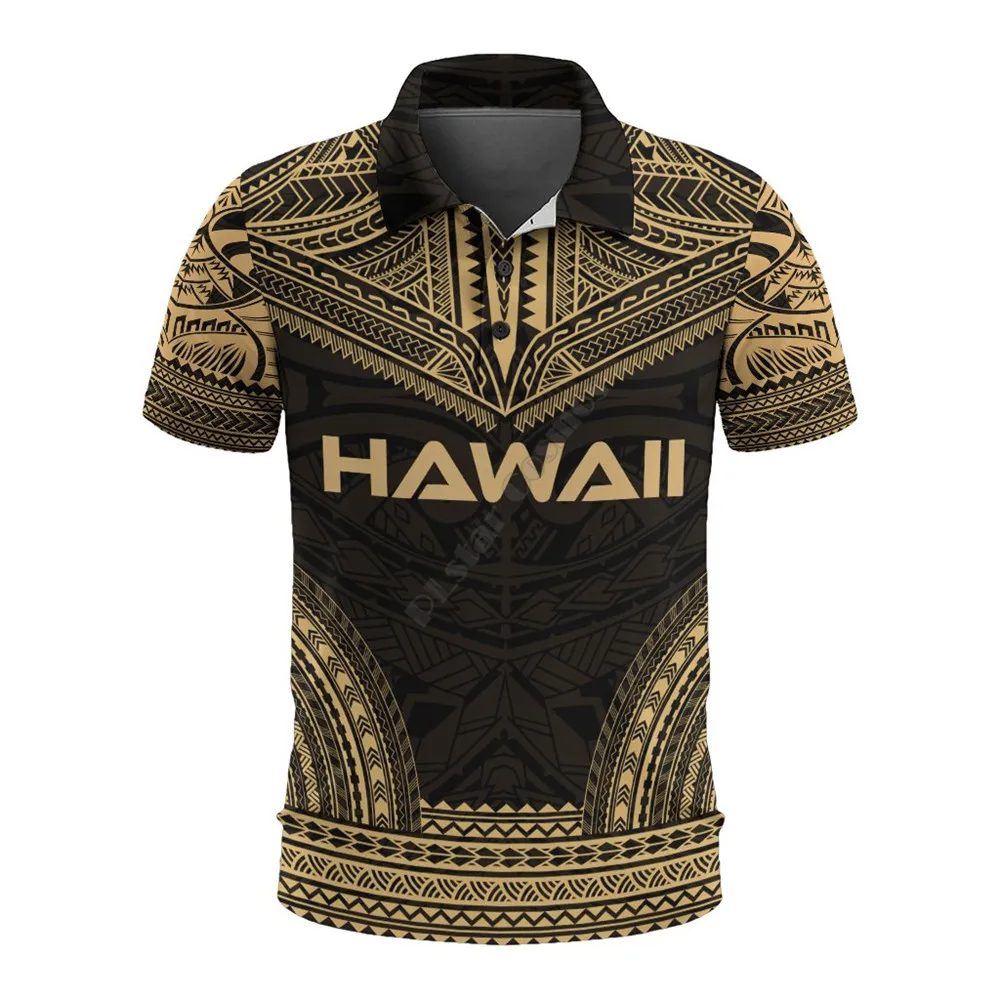 

Hawaii Polo Shirt Hawaii Seal Polynesian Chief Tattoo Gold 3D Printed Polo Shirt Men for Women Short Sleeve Summer T-shirt