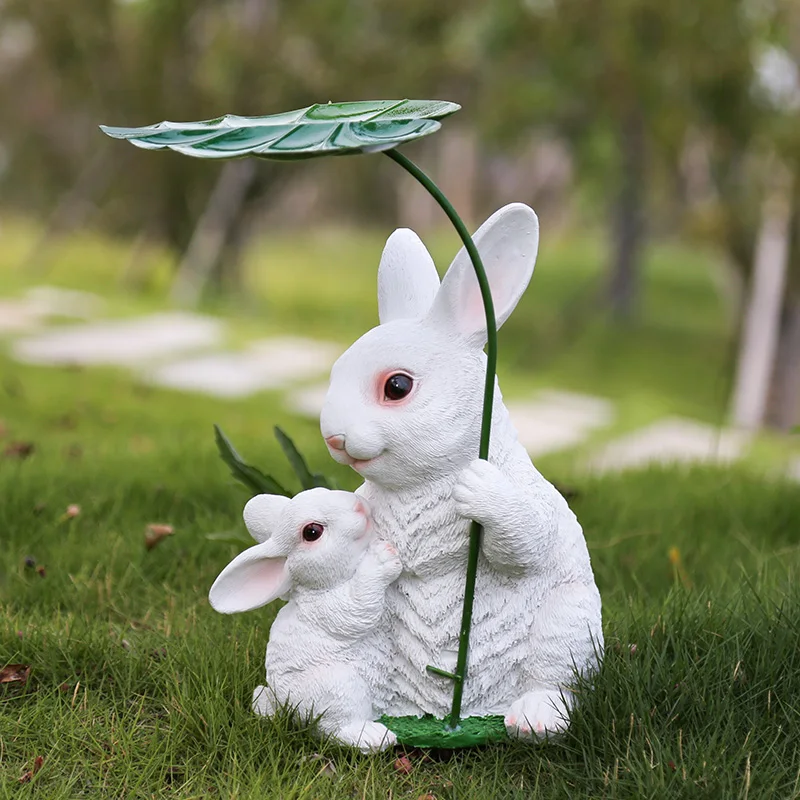 

Garden Decoration Courtyard Small Ornaments Resin Rabbit Outdoor Yard Creative Umbrella Small Animal Gardening Decorations