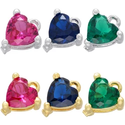 ZHUKOU 3Pc red/green/blue crystal heart charms for women DIY handmade Earring necklaces jewelry accessories wholesale VZ256