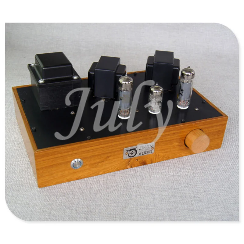 

6N2 + 6P1 tube power amplifier, log case, desktop low-power amplifier finished / DIY kit, frequency response: 30-23KHz ± 2db