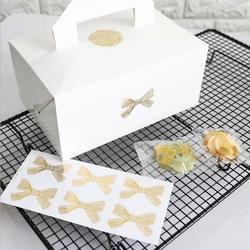 60pcs/lot Transparent Big Bow Gold Handmade Cake Cookies Bag Box Packaging Sealing Label Sticker Baking DIY Gift Party Stickers