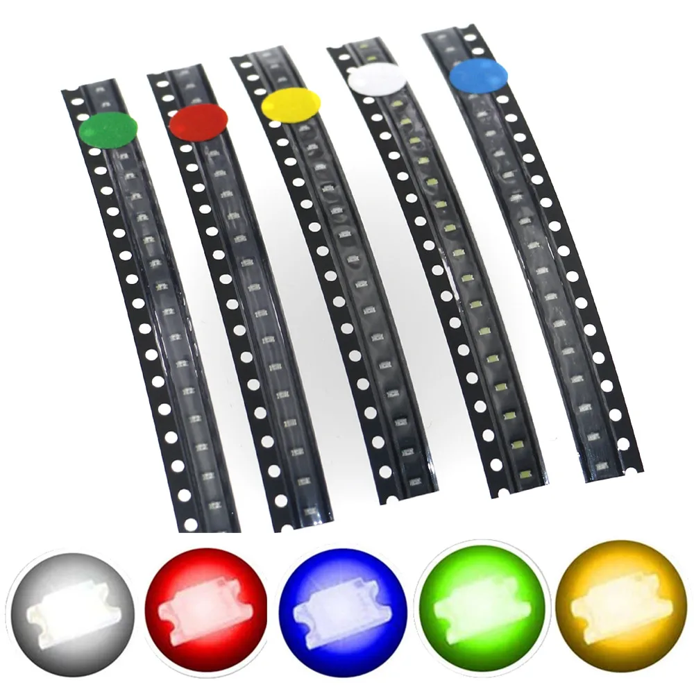 100 sztuk 0603(1608)SMD dioda LED Kit lampa Chip światła koraliki ciepły biały czerwony zielony niebieski żółty pomarańczowy UV różowy RGB Micro SMT