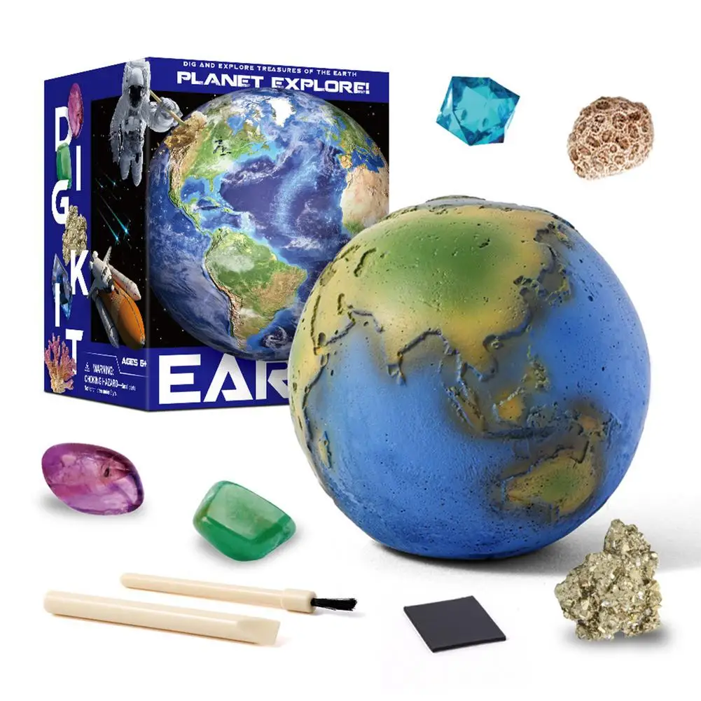 Gem Dig Kit Children\'s Science To Explore The Eight Planets Of The Solar System Treasure Excavation Set Gem Stone Dig Toy