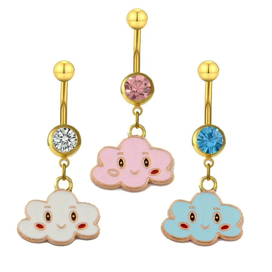 

10pcs/Lot Gold Color Smile Cloud Navel Belly Ring Piercing Ombligo Beach Jewelry