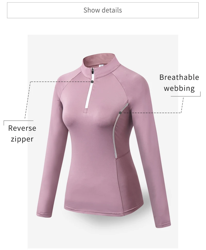 Better Quality Zipper Turtleneck Women Sport Workout T-shirt Fitness Tight female Blouse Running Sportswear Long sleeve Gym Yoga