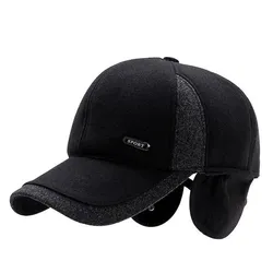 Brand NEW Autumn Winter Baseball Caps for Men with Ear Flaps Cotton Thick Warm Earmuffs Cap Men Dad Hat & Caps