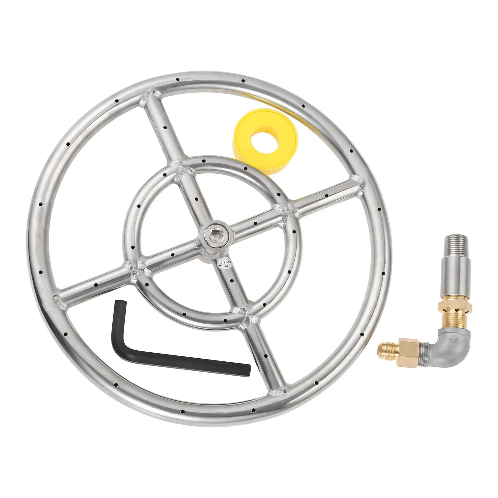 304 Stainless Steel Propane Fire Pit Ring Burner With 150K BTU Valve 12 Inches for Gas/propane/NG Fire Pit