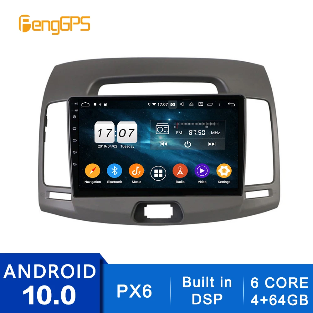 Android 10 DVD Player For Hyundai Elantra 2008-2010 Touchscreen Multimedia GPS Navigation Headunit Radio Carplay PX6 DSP 4G+64G