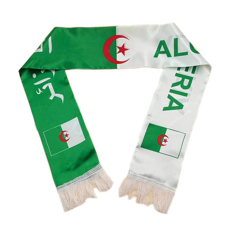 Aerlxemrbrae   Algeria  flag  Custom Scarf football team 14*130cm     Satin  Algeria  Scarf