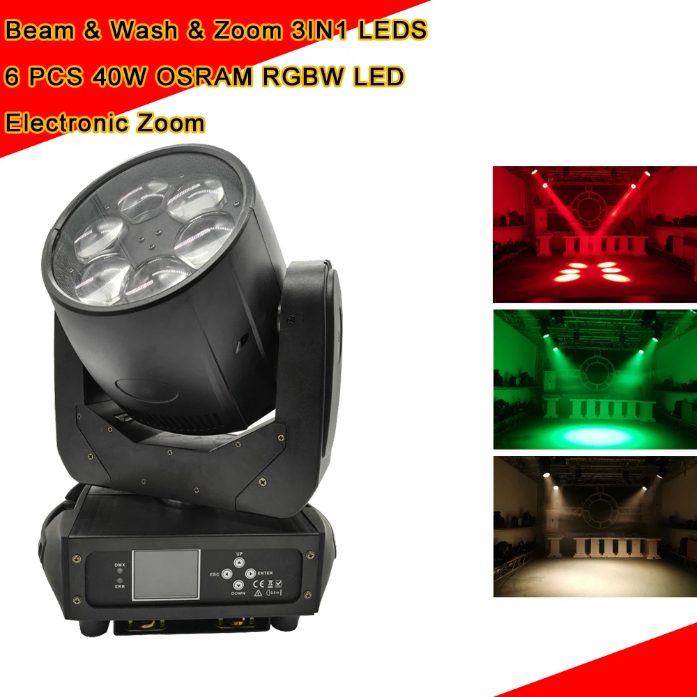 

6X40W Moving Head Beam Bee Eye LED Effect RGBW Zoom Lyre Wash Dj Club Light DMX Control LED Beam For Disco Stage Wedding Party