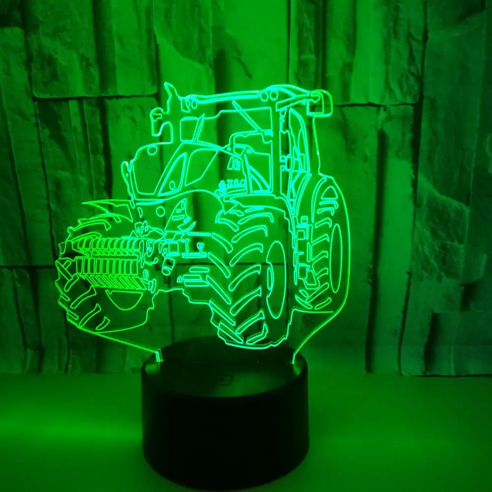 New Tractor 3d Colorful Night light Children's Day Gift 3d Bedside Lamp Touch Creative Christmas decorative lights