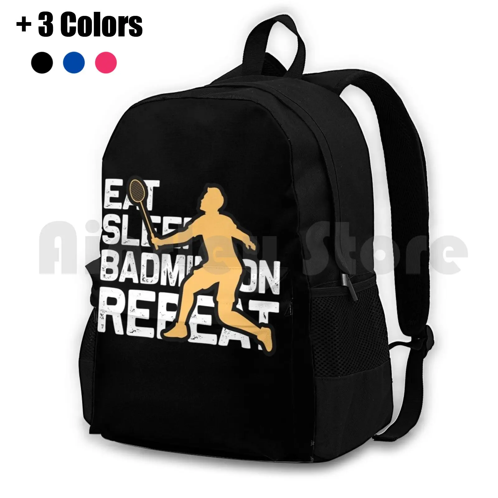 Eat Sleep Badminton Repeat Outdoor Hiking Backpack Riding Climbing Sports Bag Badminton Sports Birdie Shuttle Raquet Sports