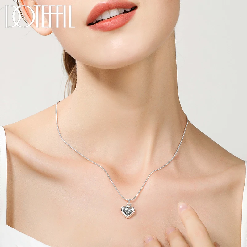 DOTEFFIL – collier pendentif en forme de petit cœur en argent Sterling 925 de 16 à 30 pouces, chaîne serpent pour femmes, bijoux de mariage à la mode