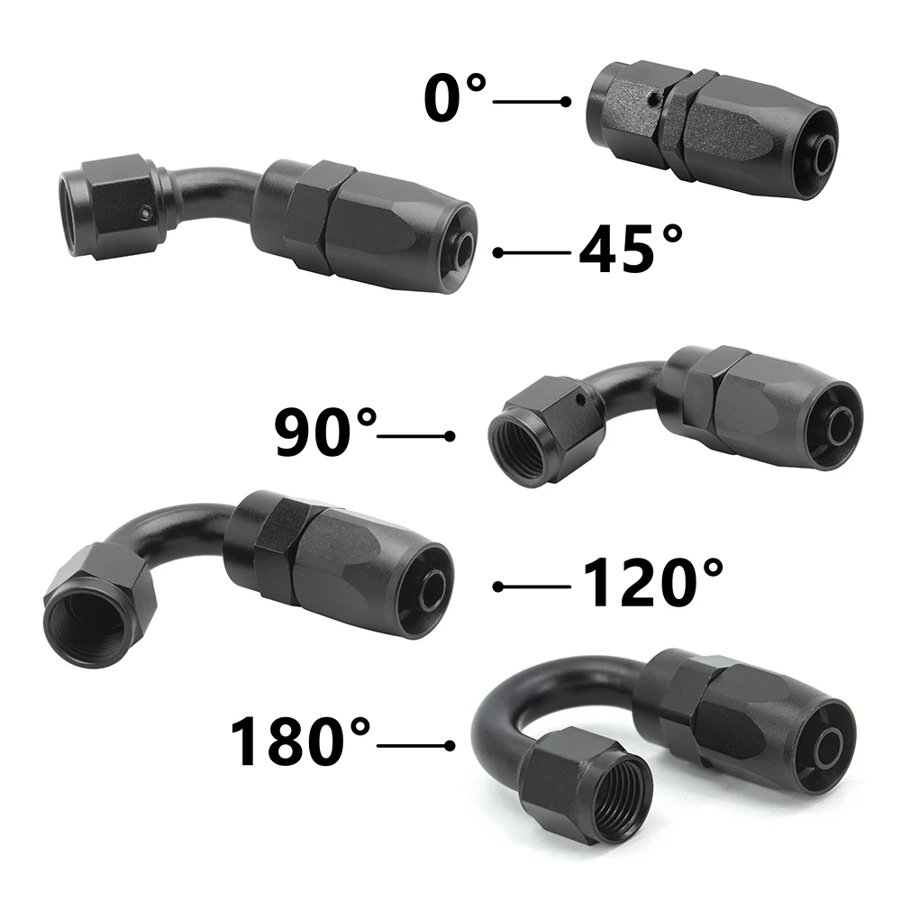 AN8 8AN  Straight 0 45 90 120 180 Degree Reusable Swivel Hose End Fitting For Stainless Steel Braided hose