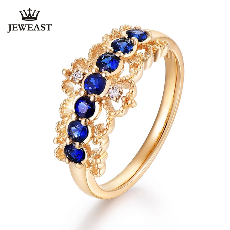 ENZO Natural sapphire 18K Pure Gold 2023 New Hot Selling Top Ring Women Heart Shape Ring  For Ladies  Woman Genuine Jewelry