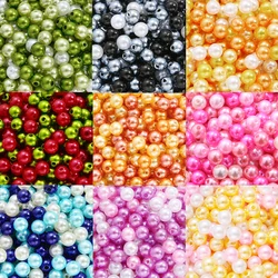 100Pcs/Pack 8mm Beads With Hole a Mix of Three Colors ABS Pearls Round Acrylic Imitation Pearl DIY For Jewelry Making Craft