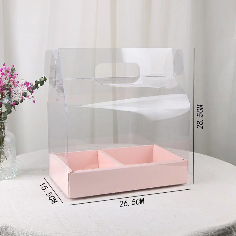 1pcs High quality handmade DIY gift packaging box open clear window red pink baking decoration dessert boxes party supplies