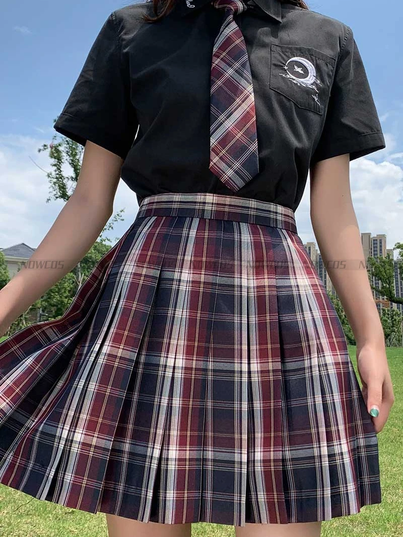 [Linear algebra] Girl's Summer Short/Long High Waist Pleated Skirts Plaid Skirts Women Dress For JK School Uniform Students