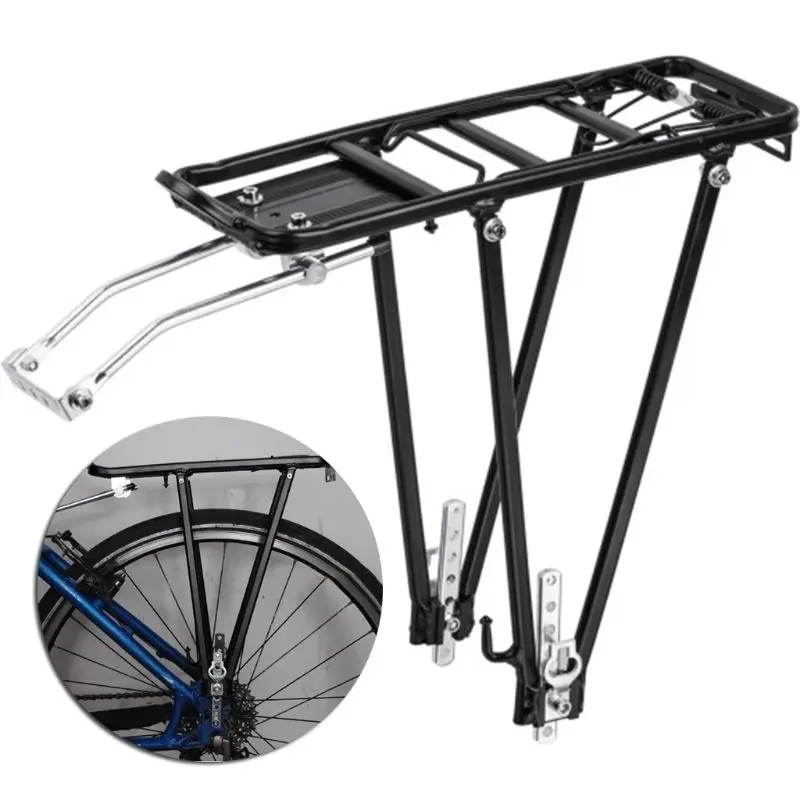 Heavy Bicycle Bike Rear Shelf Aluminum Alloy Frame Bracket Black Adjustable Luggage Rack Strong bearing capacity easy to install