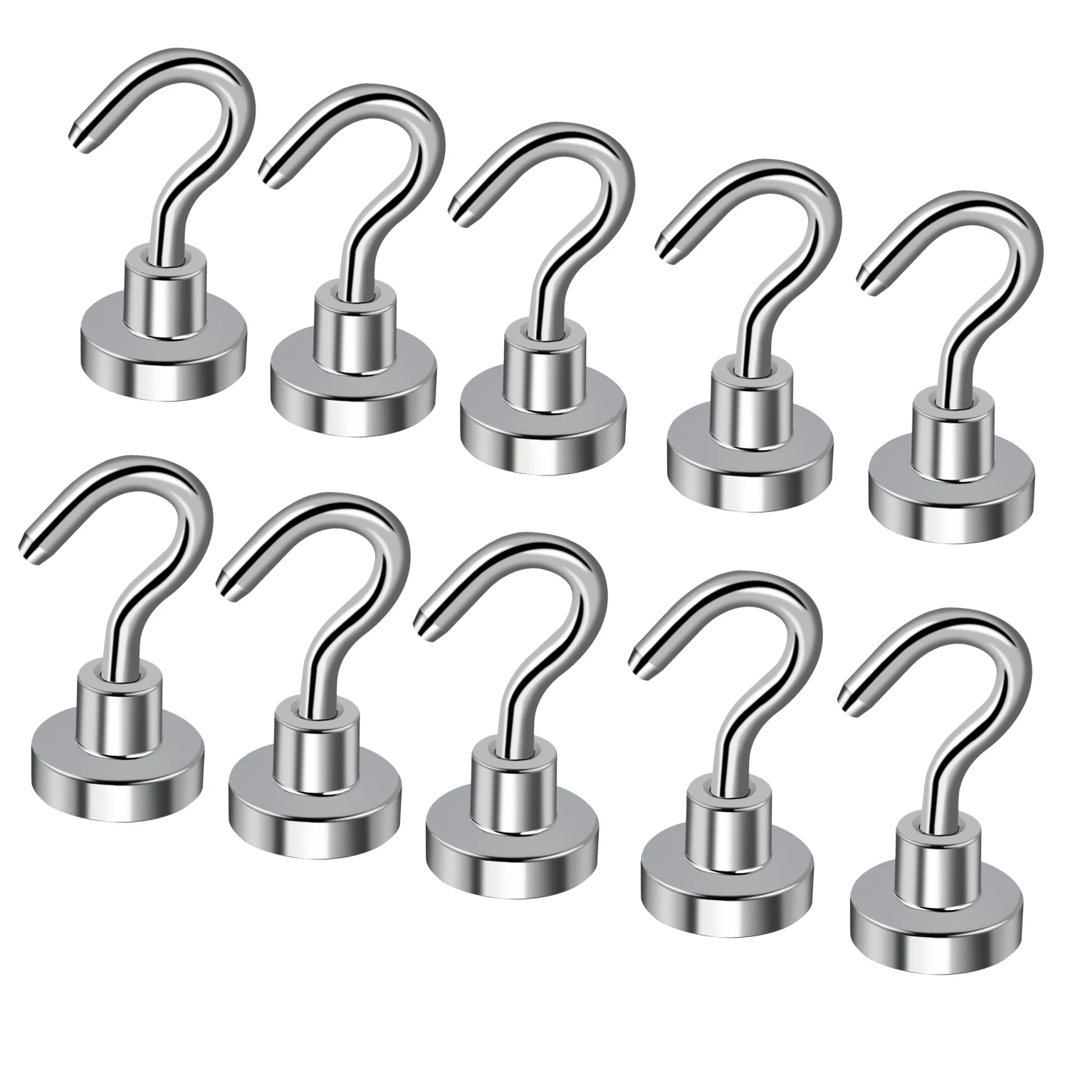 JUSTOOL 20 Pcs Strong Magnetic Hooks Heavy Duty Wall Hooks Hanger Key Coat Cup Hanging Hanger D16mm Neodymium Magnets Hook