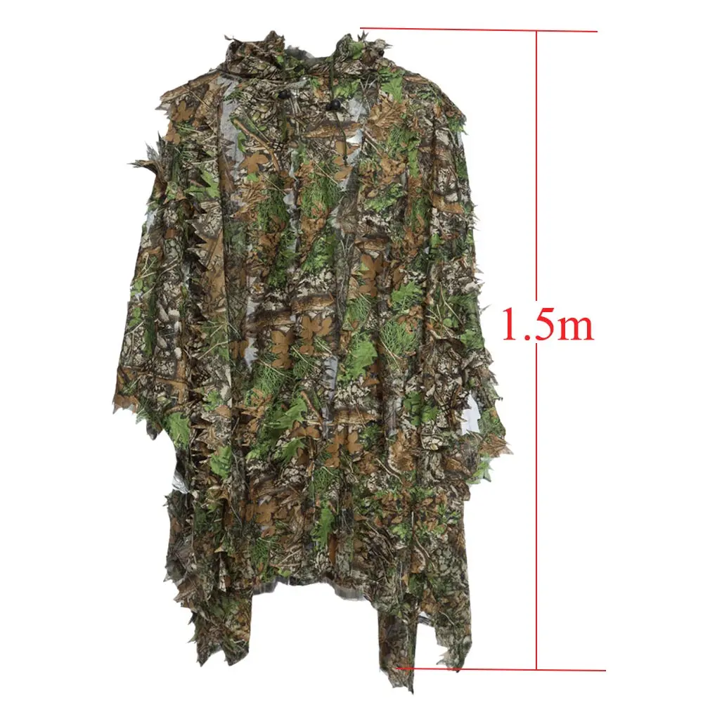 Hunting 3D Camouflage Woodland Cloak Maple Leaf Bionic Ghillie Suit Sniper Poncho Clothing Outdoor Airsoft  Birdwatch CS Game