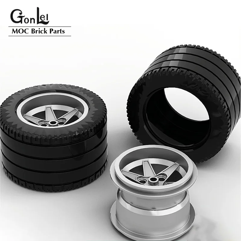 4Pcs/lot Wheels and Tyres Series Parts 32296 Tyre Technical Racing Large 56424 Wheels 62x46 MOC Building Blocks Spare Bricks Toy