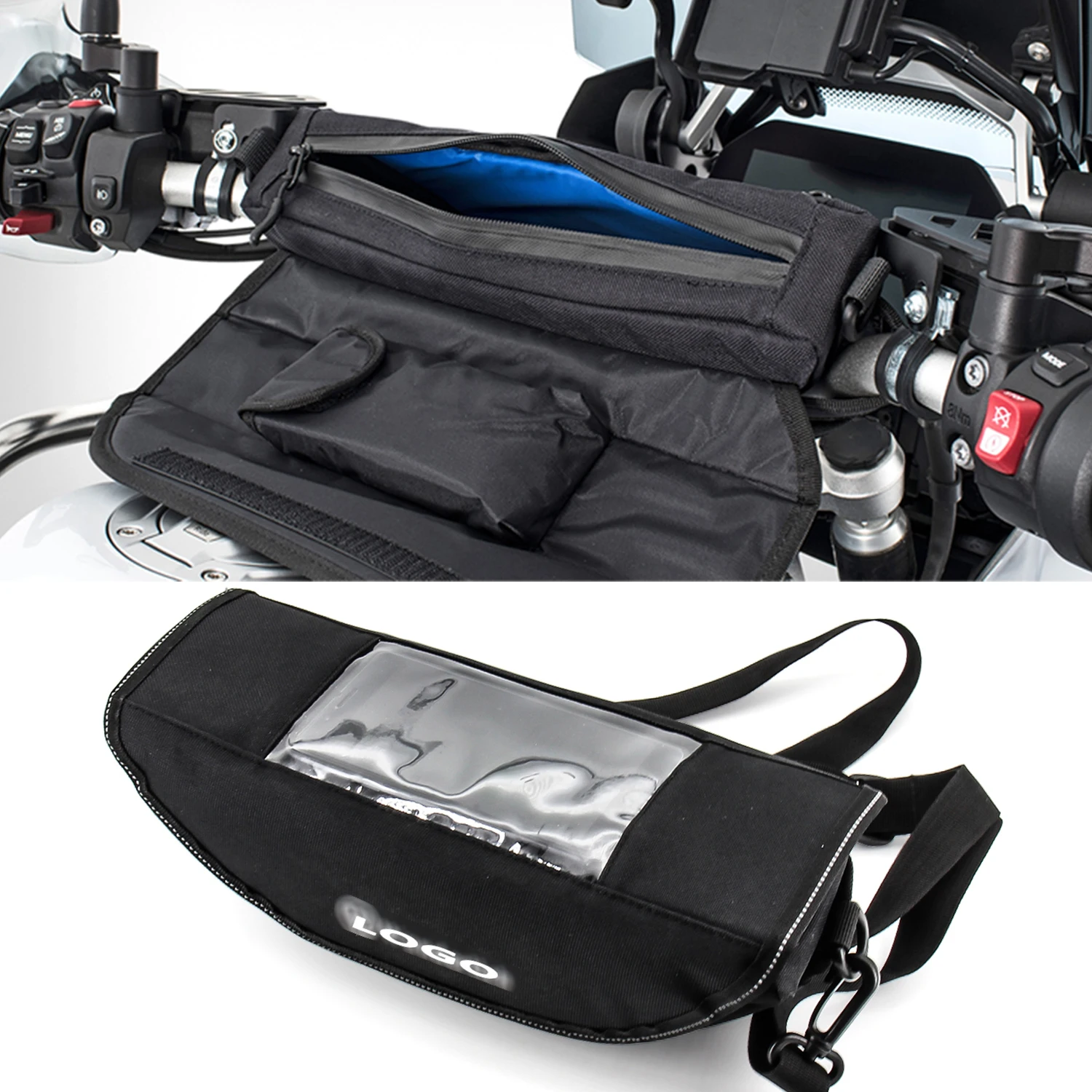 Bolsa de almacenamiento para manillar de motocicleta, bolsa impermeable para teléfono grande, pantalla GPS, para BMW R1200 GS/ADV R1250GS/ADV