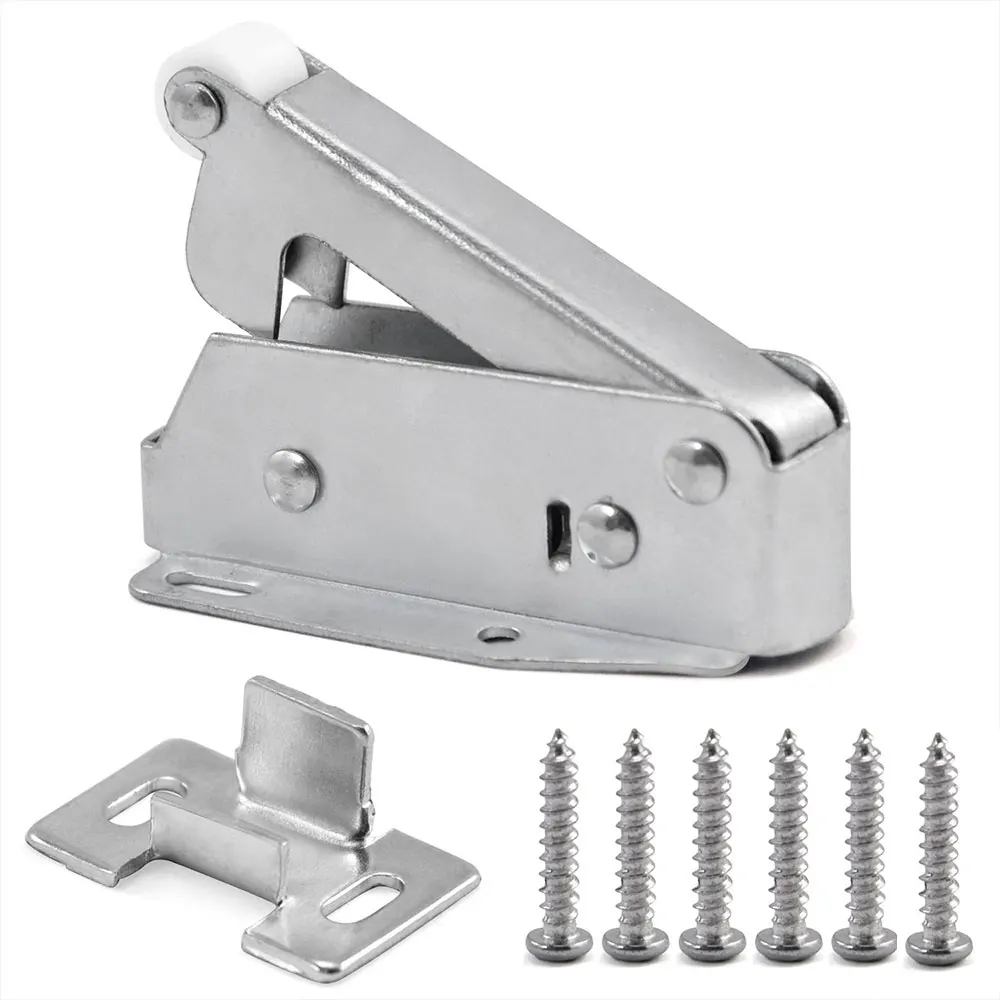 Steel Touch Latch Loft Door Catch Hatch Push Latch Auto Spring Attic Cupboard Push to Open Cabinets Furniture Hardware