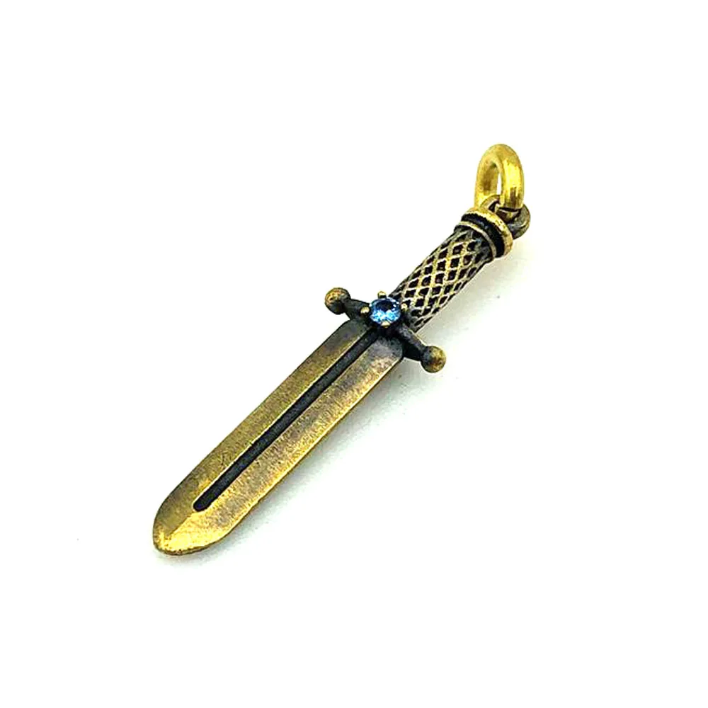 

EDC Brass Sparta Sword Creative Gift DIY Pendant Outdoor Tool Accessories Keychain Key Ring