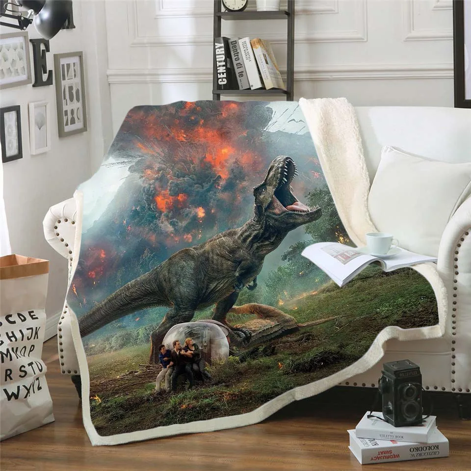 Kids Anime dinosaur 3D Blanket Fleece Cartoon Art Print Children Warm Bed Throw Blanket newborn bayby Blanket style 01