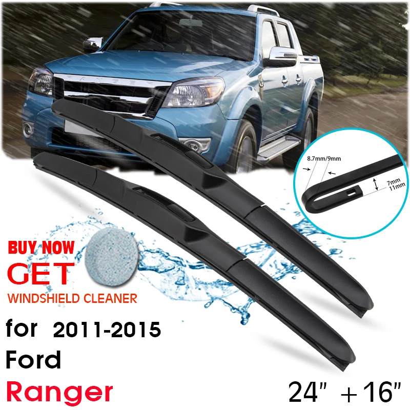 

Car Wiper Blade Front Window Windshield Rubber Silicon Refill Wiper For Ford Ranger 2011-2015 LHD / RHD 24"+16" Car Accessories