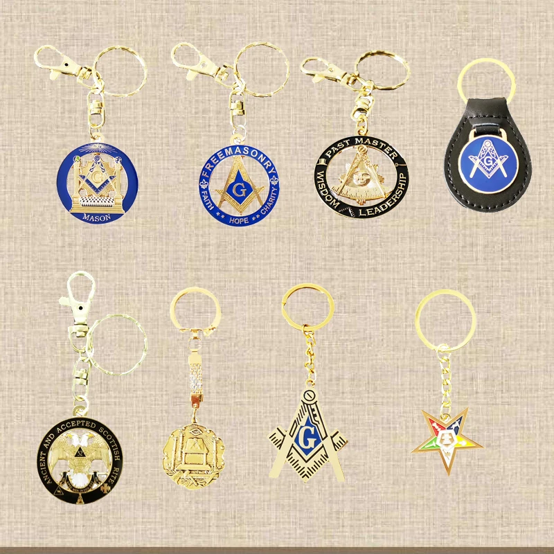 LOT of 8 PCS different Masonic Key Chains Mason Freemason