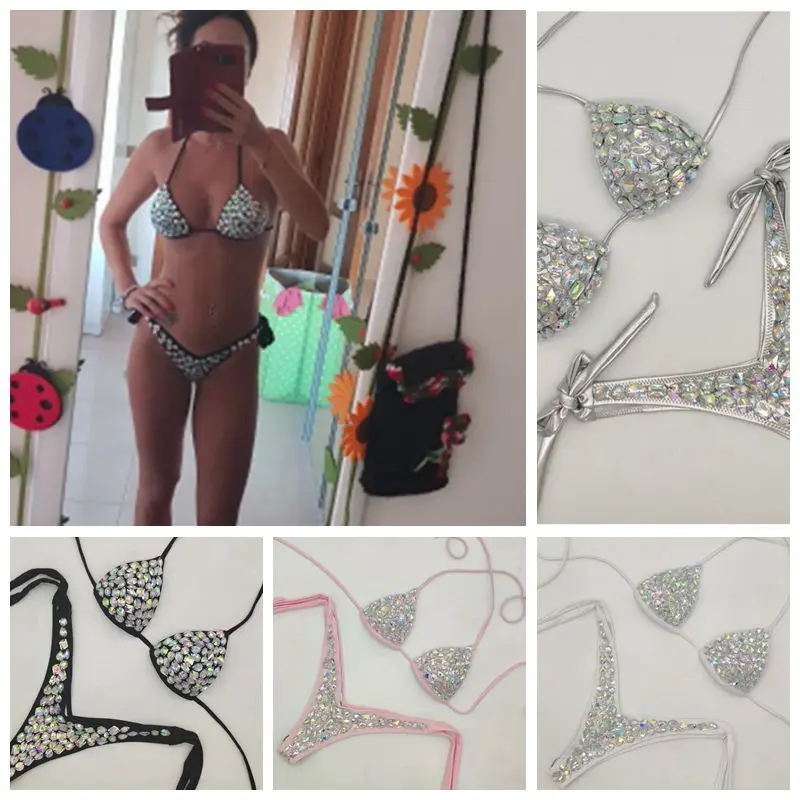 

2020 venus vacation daimond bikini set summer rhinestone swimsuit bling stones bathing suit sexy women swimwear bandage biquini