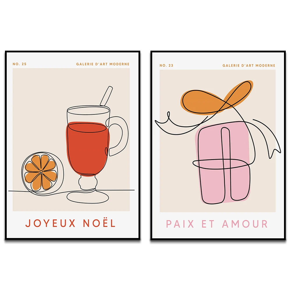 Französisches Weihnachts-Wandkunst-Poster, Druck der Glühwein-Serie, französische Rose, Wandkunst, Dekoration, Leinwanddruck-Poster