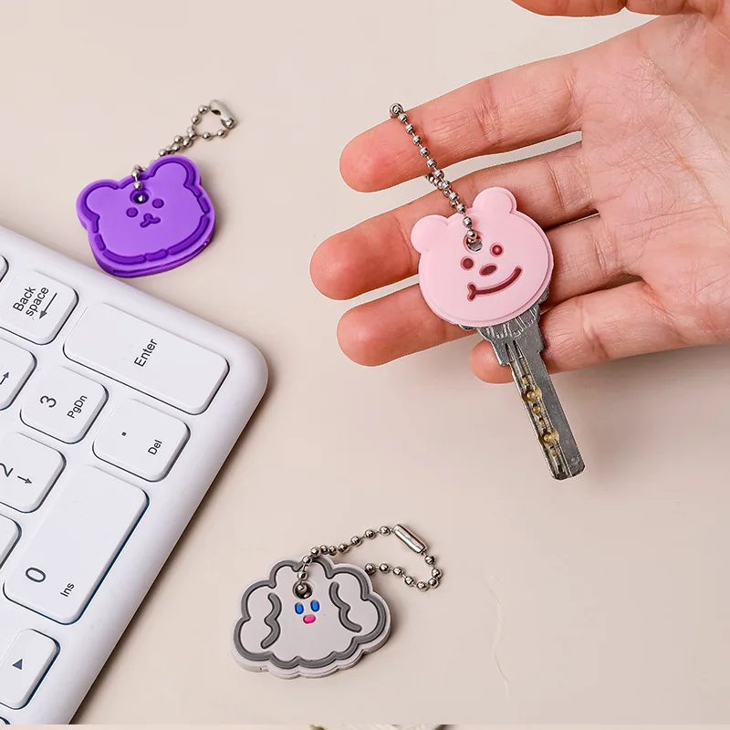 Sale 1PCS Cute Cartoon Keychain Silicone Cat Dog Protective Key Case Cover for Key Control Dust Cap Holder Gift Women Key Chain