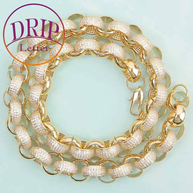 

Drip Letter Miami Cuban Link Chain for Men Circle Necklace Charms Hip Hop Real Gold Plated Fashion Jewelry 2021 Trend