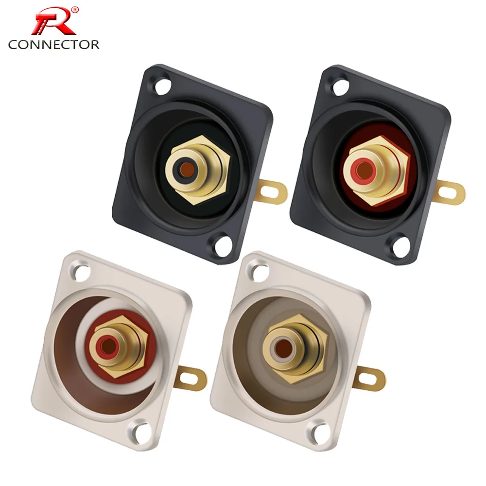 50pcs Excellent RCA Panel Mount Chassis Connector, Female, Silver RCA Female Socket, Red&White Colors Available