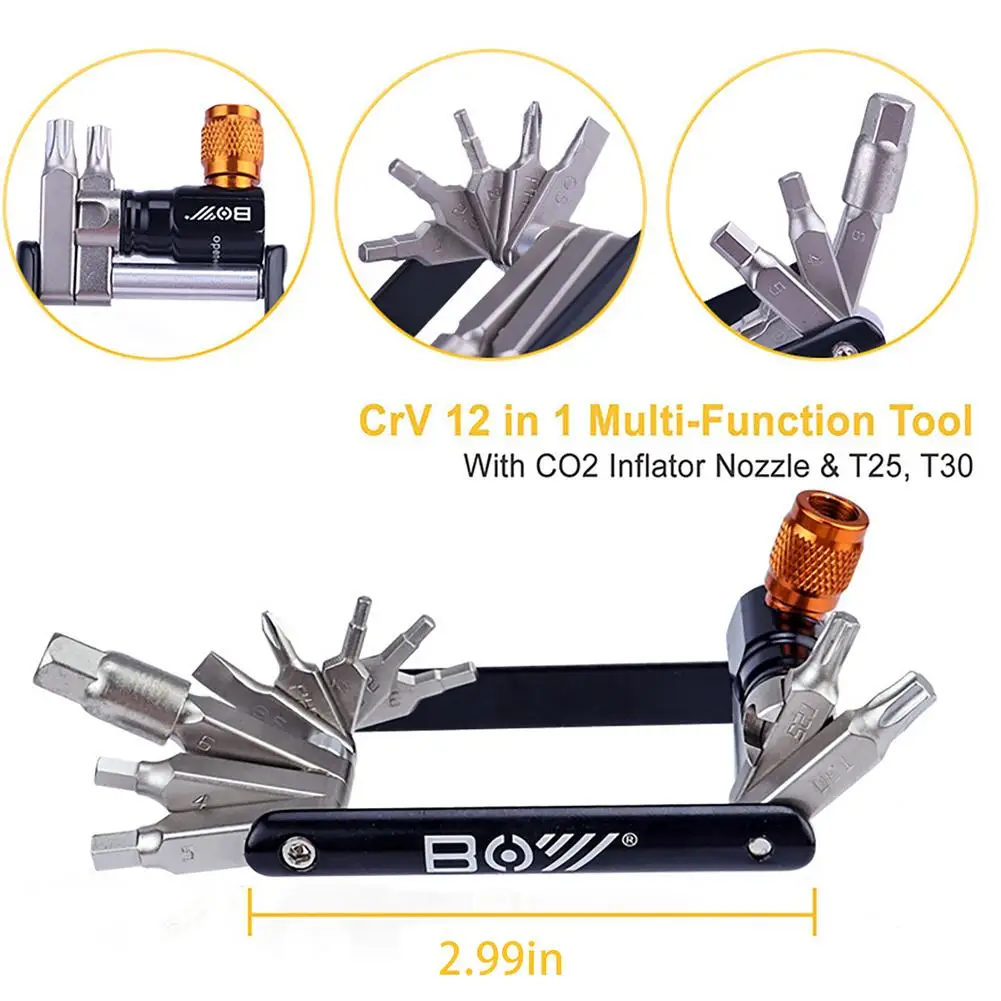 Multi Function Cycling Bike Repair Tools Sets MTB Tools Kits Foldable Hex Wrench Bike Screwdriver Tool With Co2 Iator Nozzle