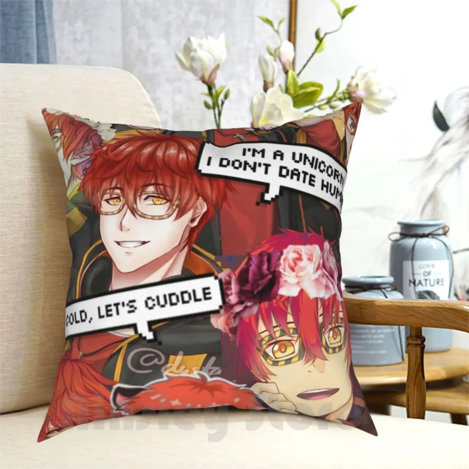 Mystic Messenger 707-Tumblr Style Pillow Case Printed Home Soft DIY Pillow cover Anime Weeb Weeaboo Mystic Messenger Mysme