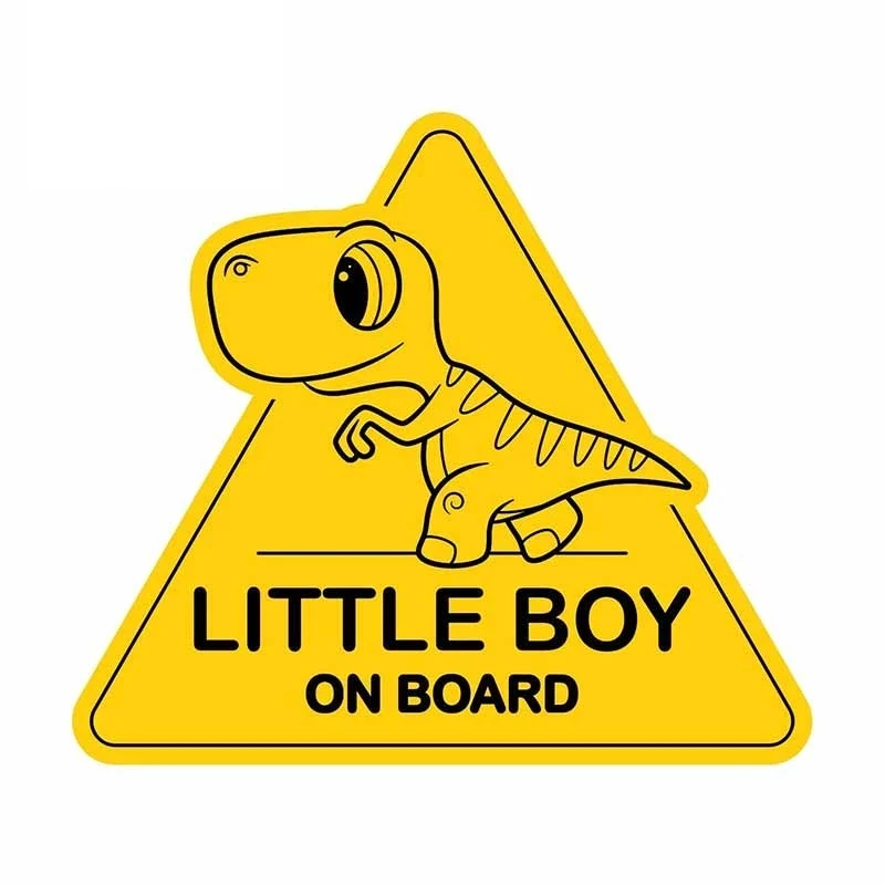 S50256# 13/15/17CM Personality PVC Decal Little Boy on Board Dinosaur Sign Car Sticker on Motorcycle Laptop Decorative