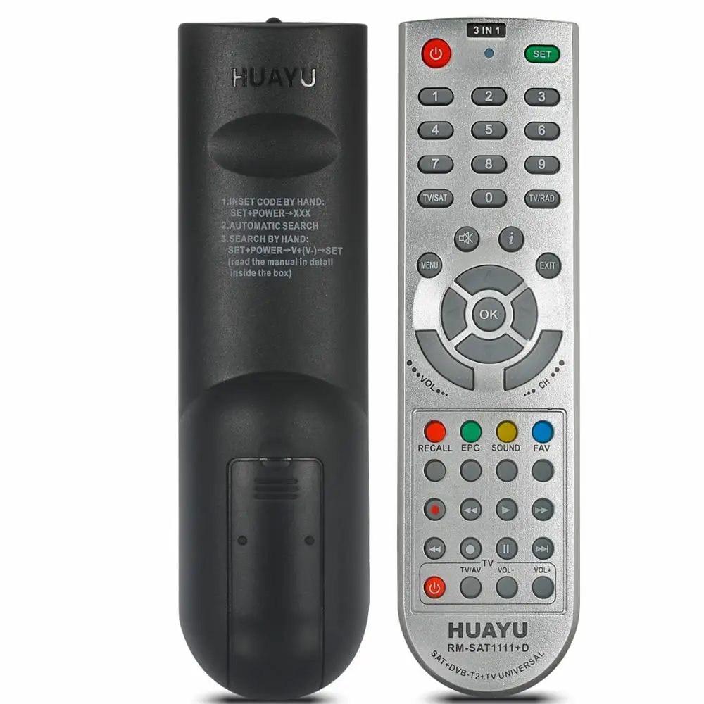 3 in 1 Universal Remote Control Use for SAT DVB-T2 DVB-2 TV LED LCD HDTV Satellite Receiver Controller RM-SAT1111+D Huayu