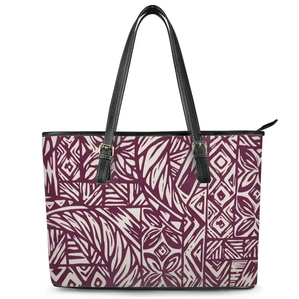 

PU Leather Handbags Women Africa style Polynesian Traditional Tribe Style Luxury Bags custom Women Handbags Shoulder Totes