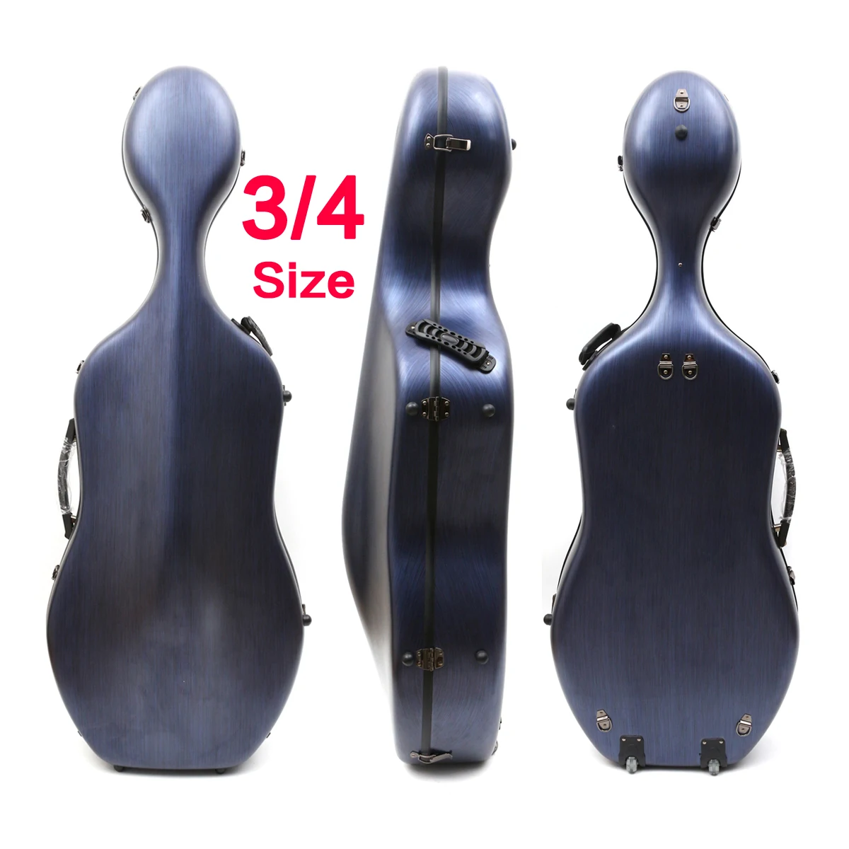 New 3/4 cello case high strength composite material   Two wheel light&strong